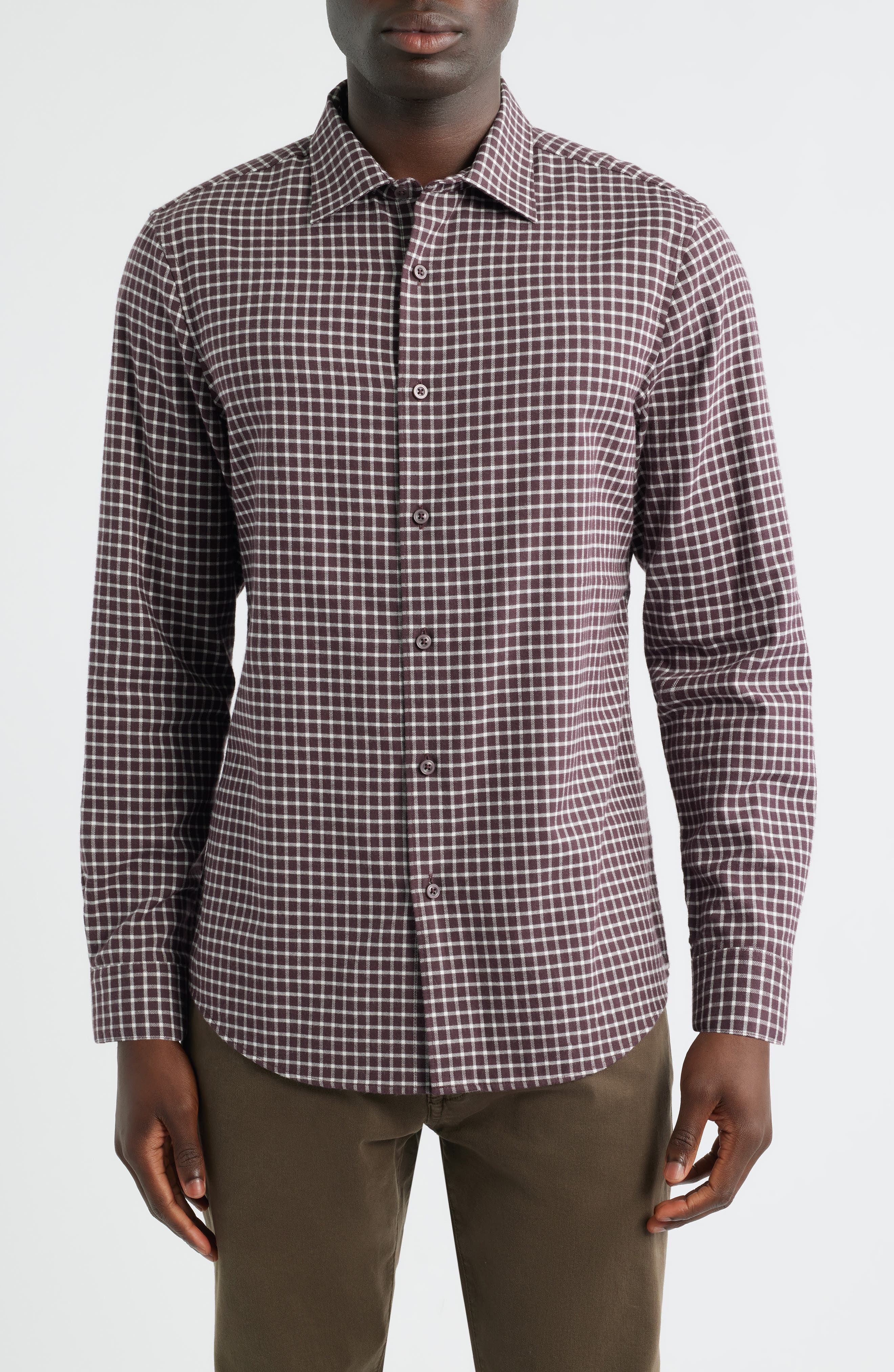 Nordstrom Check Cotton & Cashmere Button-Up Shirt