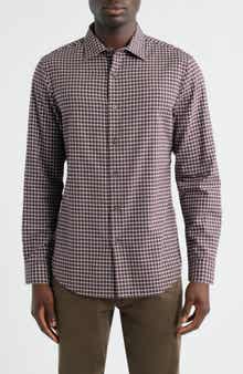Nordstrom Check Cotton & Cashmere Button-Up Shirt