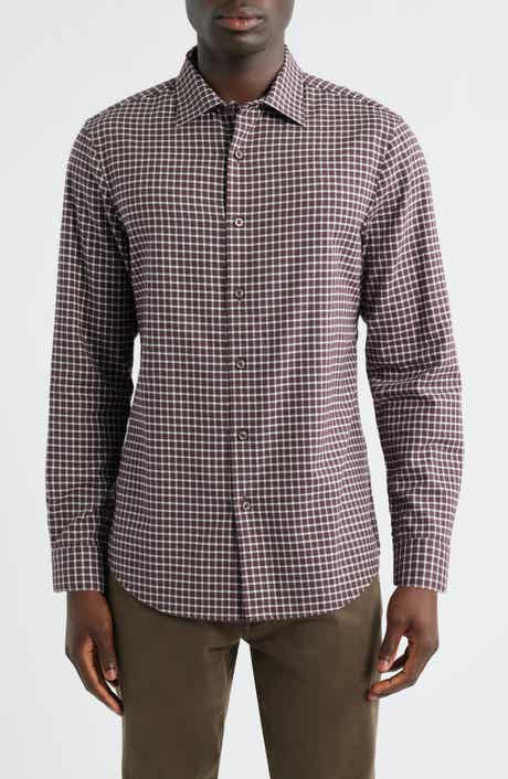 Nordstrom Check Cotton & Cashmere Button-Up Shirt