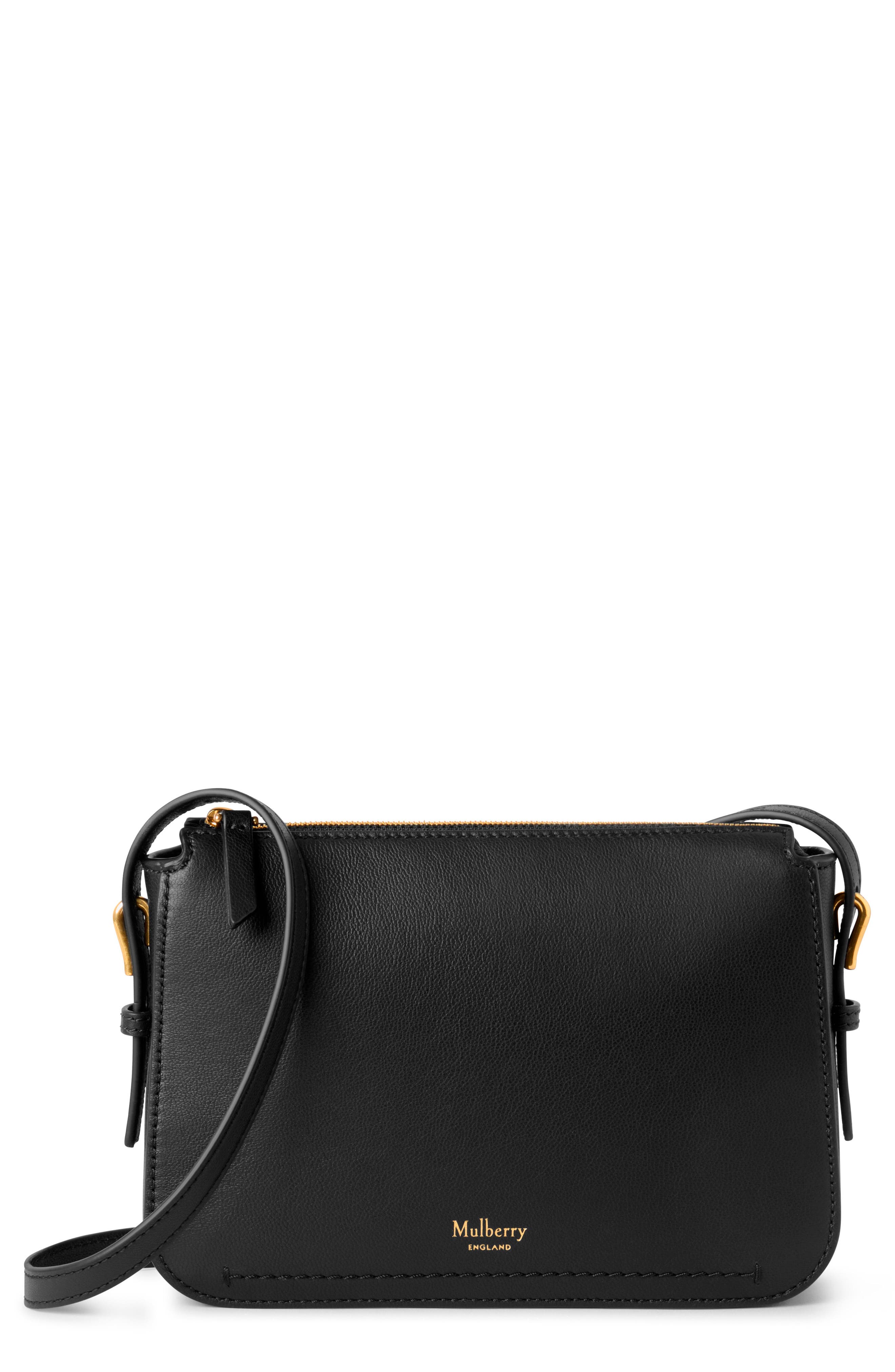 Mulberry Clovelly Leather Crossbody Bag, Main, color, Black