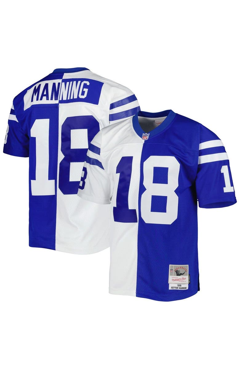 Mitchell & Ness Men's Mitchell & Ness Peyton Manning Royal/White Indianapolis Colts 1998 Split Legacy Replica Jersey, Main, color, Royal