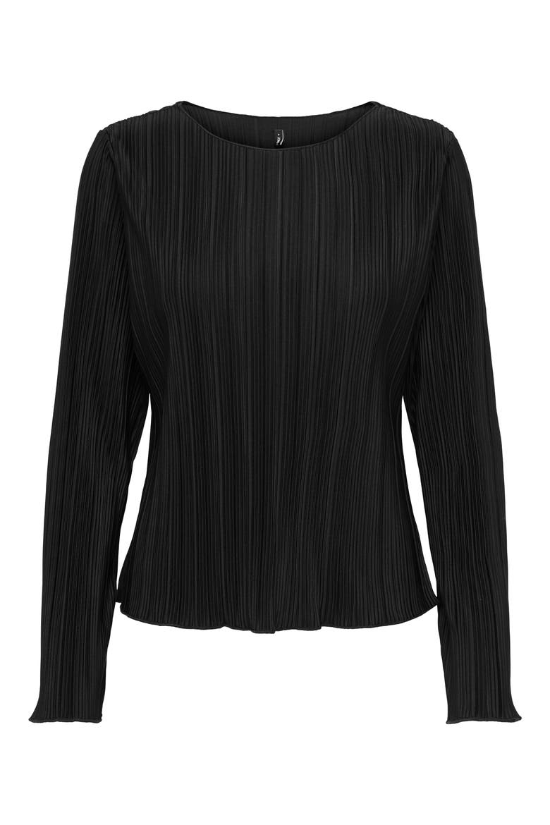 Pery Long Sleeve Plissé Top, Alternate, color, BLACK
