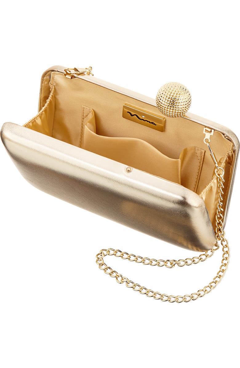 Nina Kimberly Frame Clutch, Alternate, color, Platino