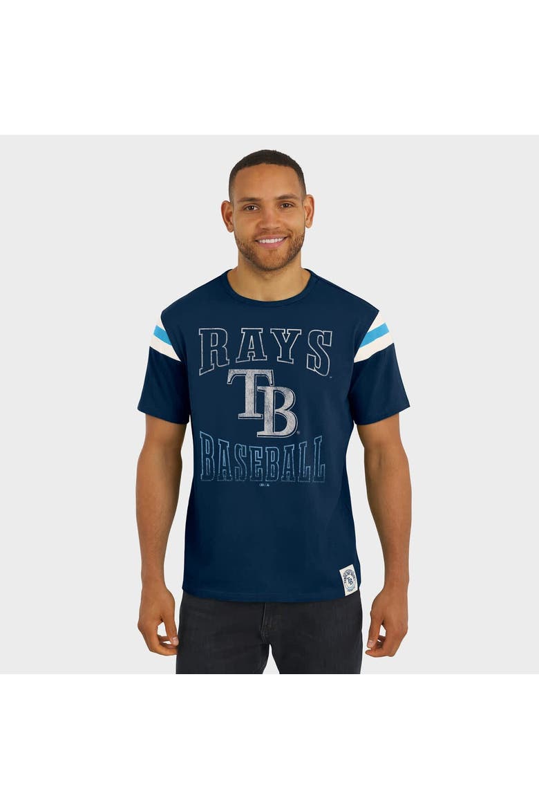 Men's Darius Rucker Collection by Fanatics Navy Tampa Bay Rays Distressed Sleeve Stripe T-Shirt, Alternate, color, Navy