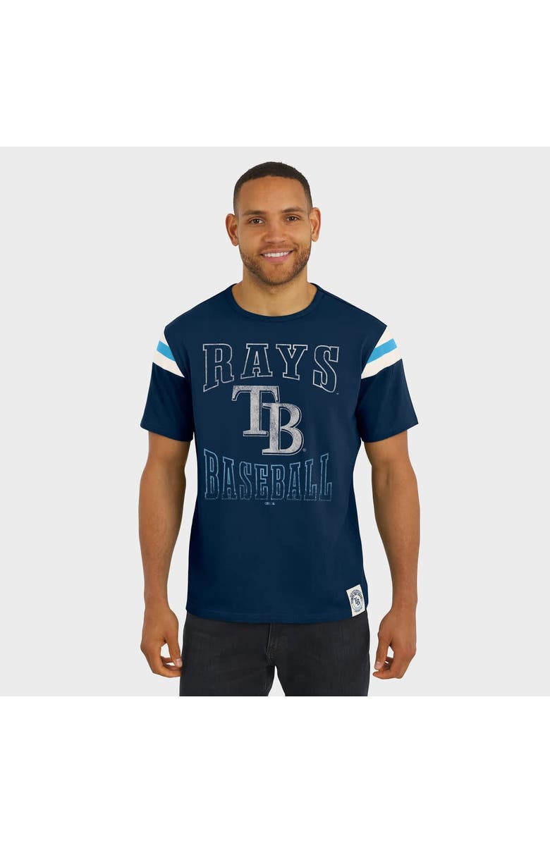 Darius Rucker Collection by Fanatics Men's Darius Rucker Collection by Fanatics Navy Tampa Bay Rays Distressed Sleeve Stripe T-Shirt, Alternate, color, Navy