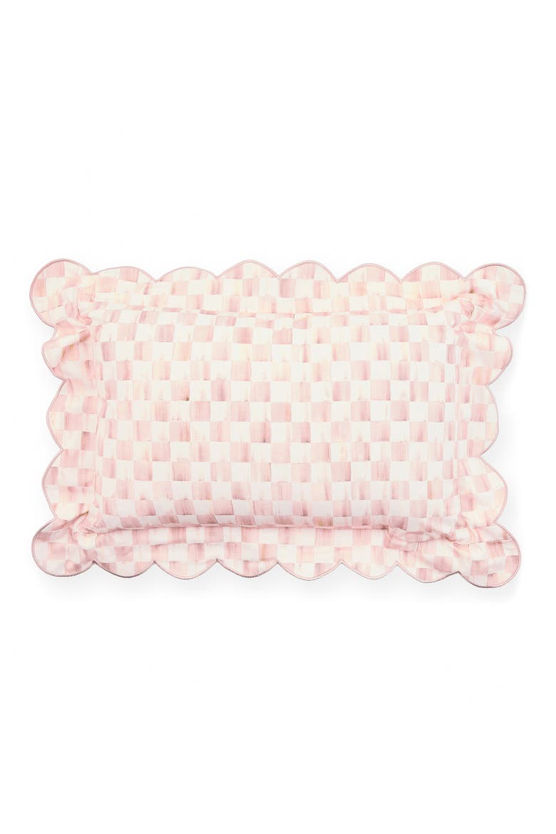 Rosy Check Reversible Scallop Lumbar Pillow, Main, color, ROSY