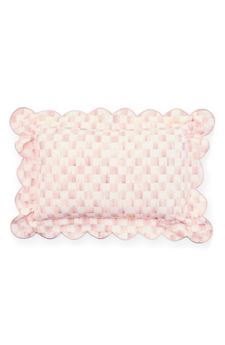 MACKENZIE CHILDS Rosy Check Reversible Scallop Lumbar Pillow, Main, color, Rosy