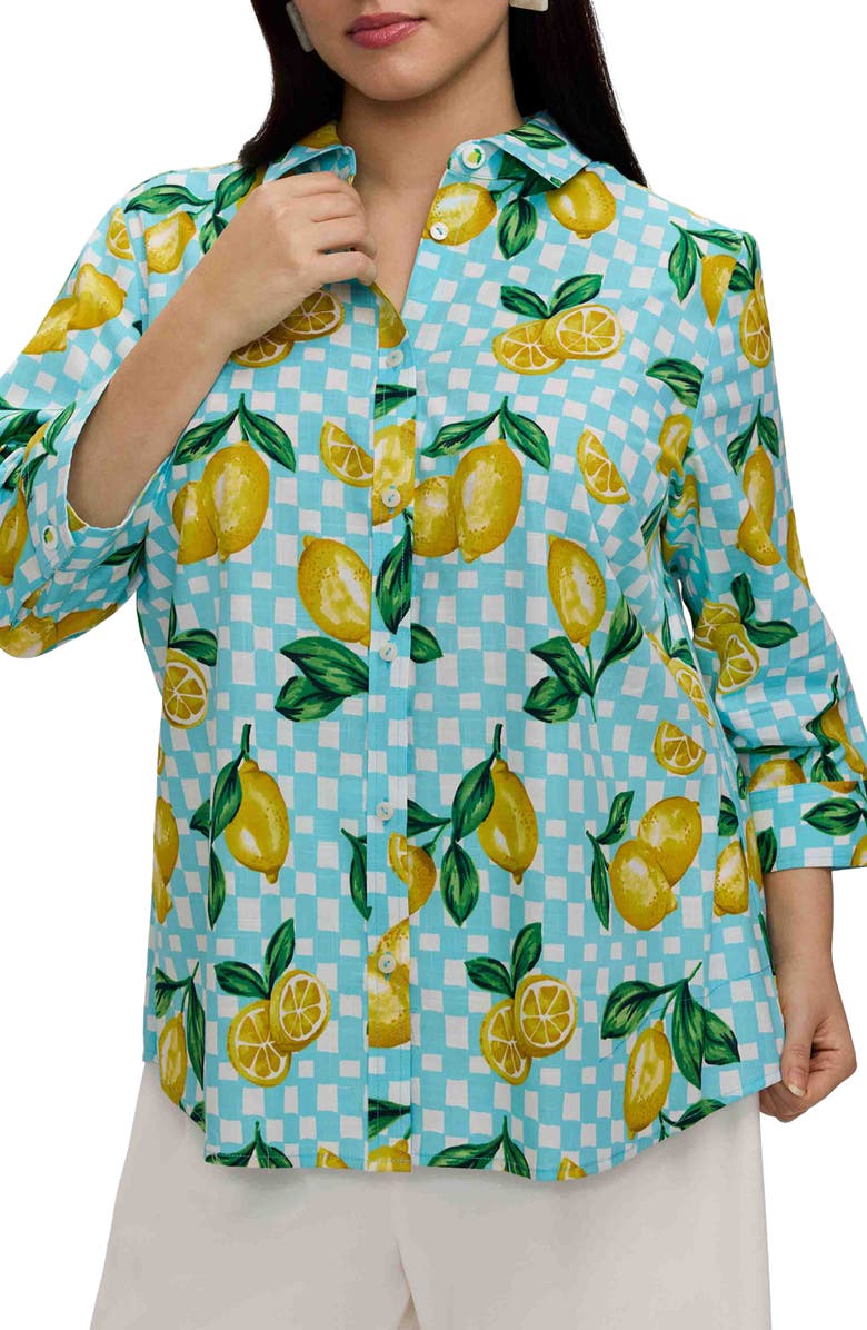 Foxcroft Hampton Riv Print Cotton Button-Up Shirt, Main, color, 