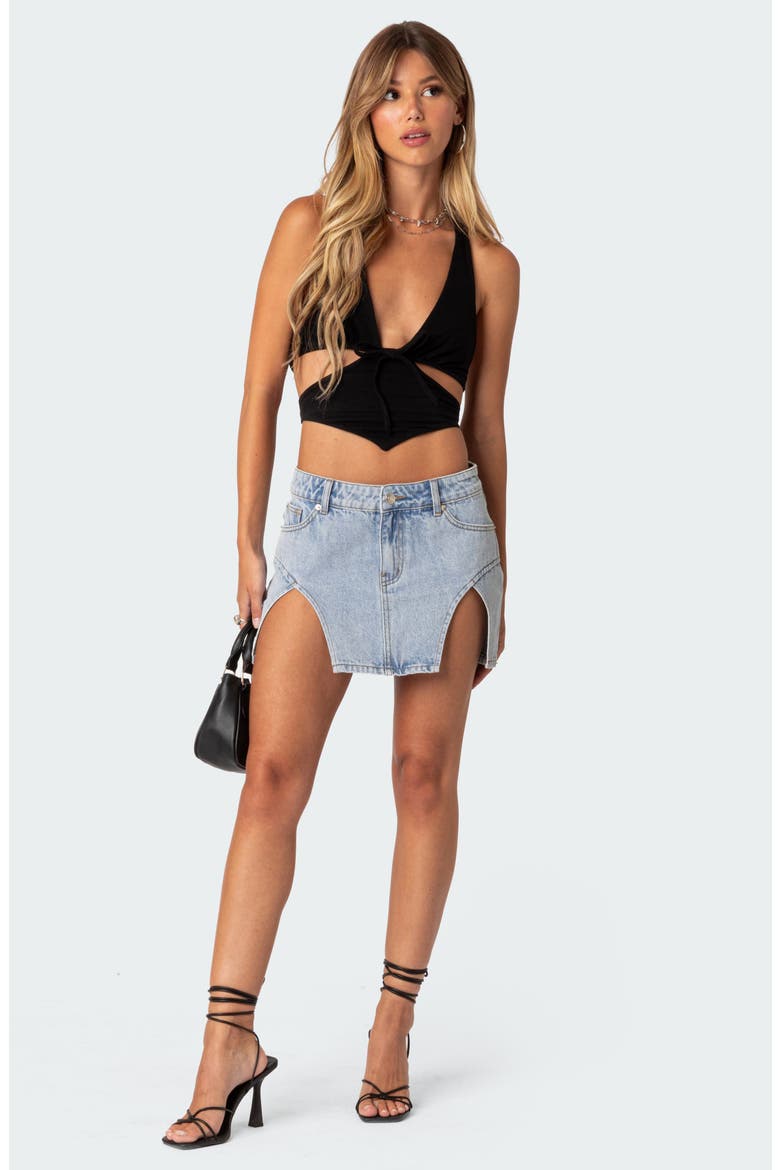 Cady Cutout Crop Halter Top, Alternate, color, BLACK
