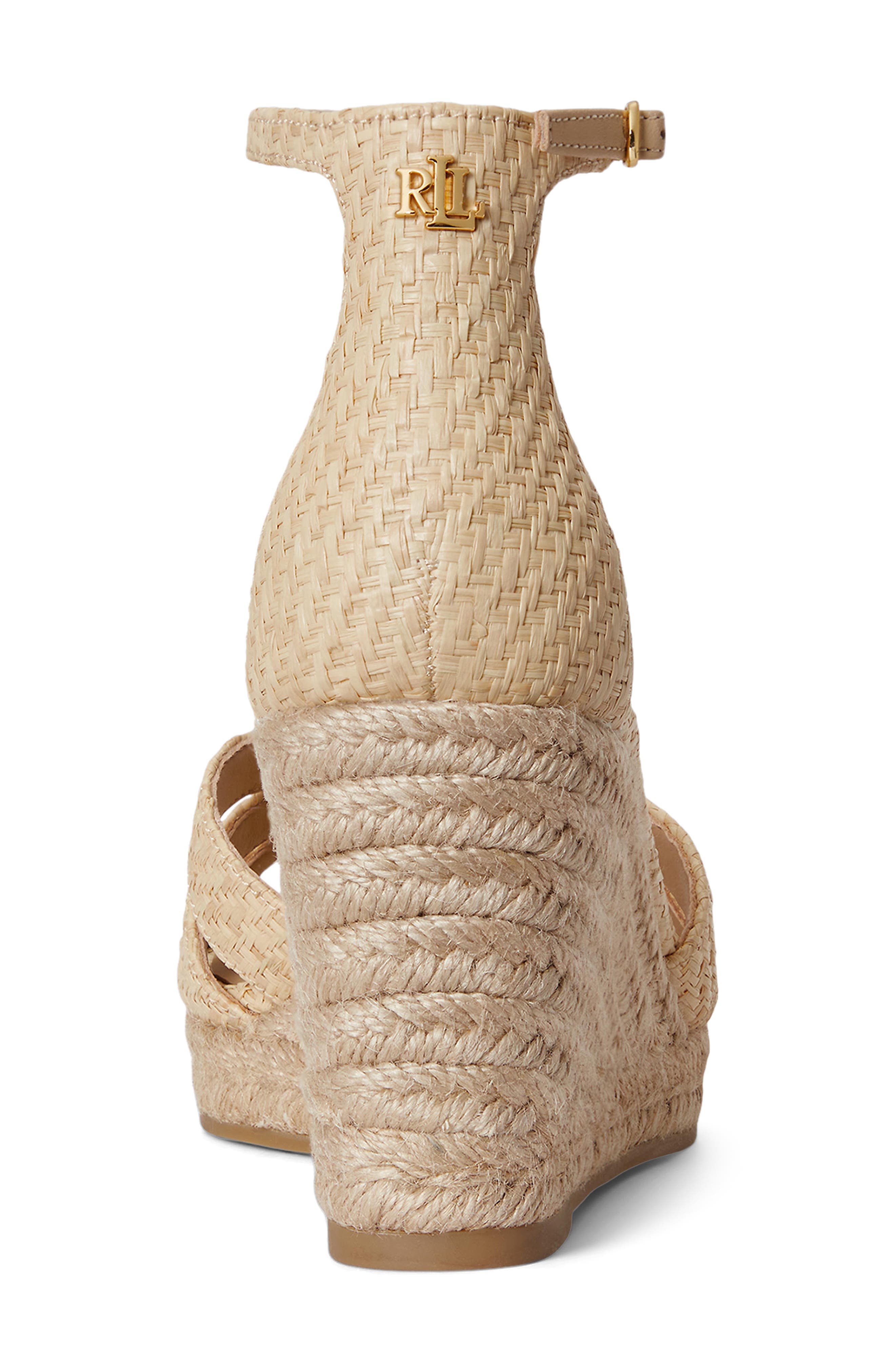 Ralph Lauren Nellie Ankle Strap Wedge Sandal, Alternate, color, Natural