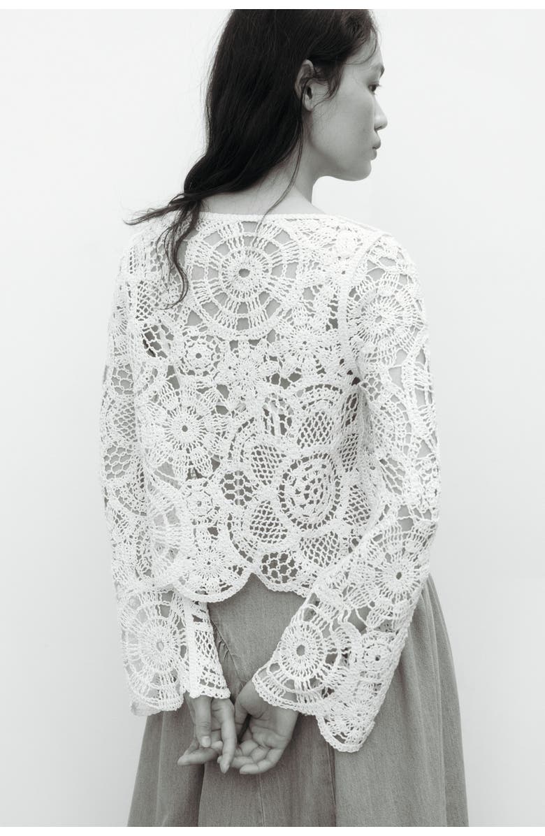 H&M Crochet-look Top, Alternate, color, Cream