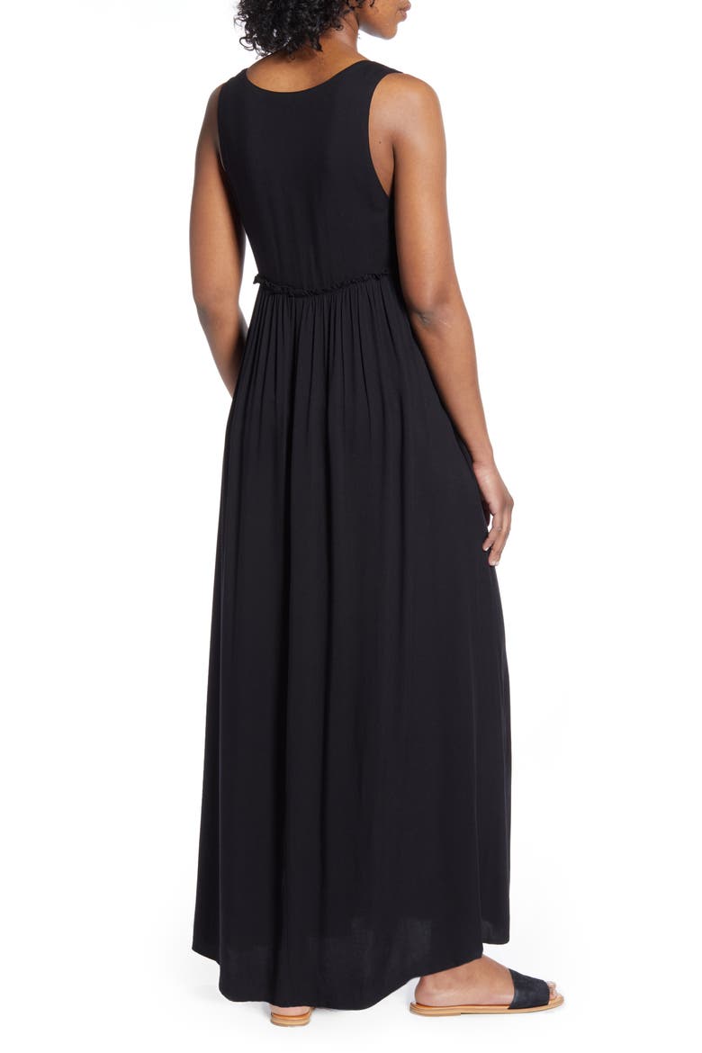 x Hi Sugarplum! Amalfi Border Maxi Dress, Alternate, color, BLACK