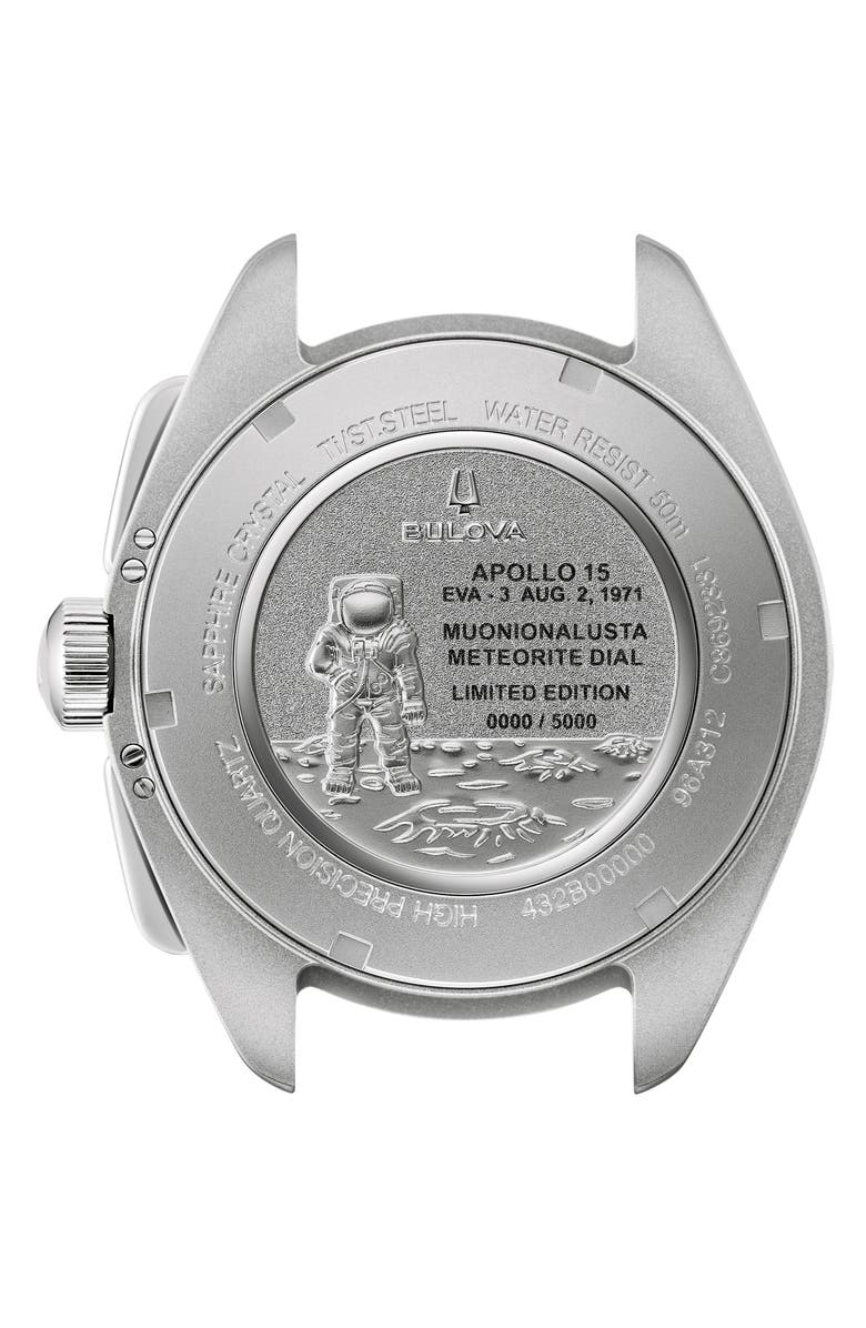 BULOVA Lunar Pilot Chronograph Leather Strap Watch, 43.5mm, Alternate, color,