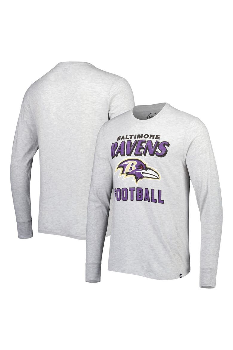 Men's '47 Heathered Gray Baltimore Ravens Dozer Franklin Long Sleeve T-Shirt, Alternate, color, Gray