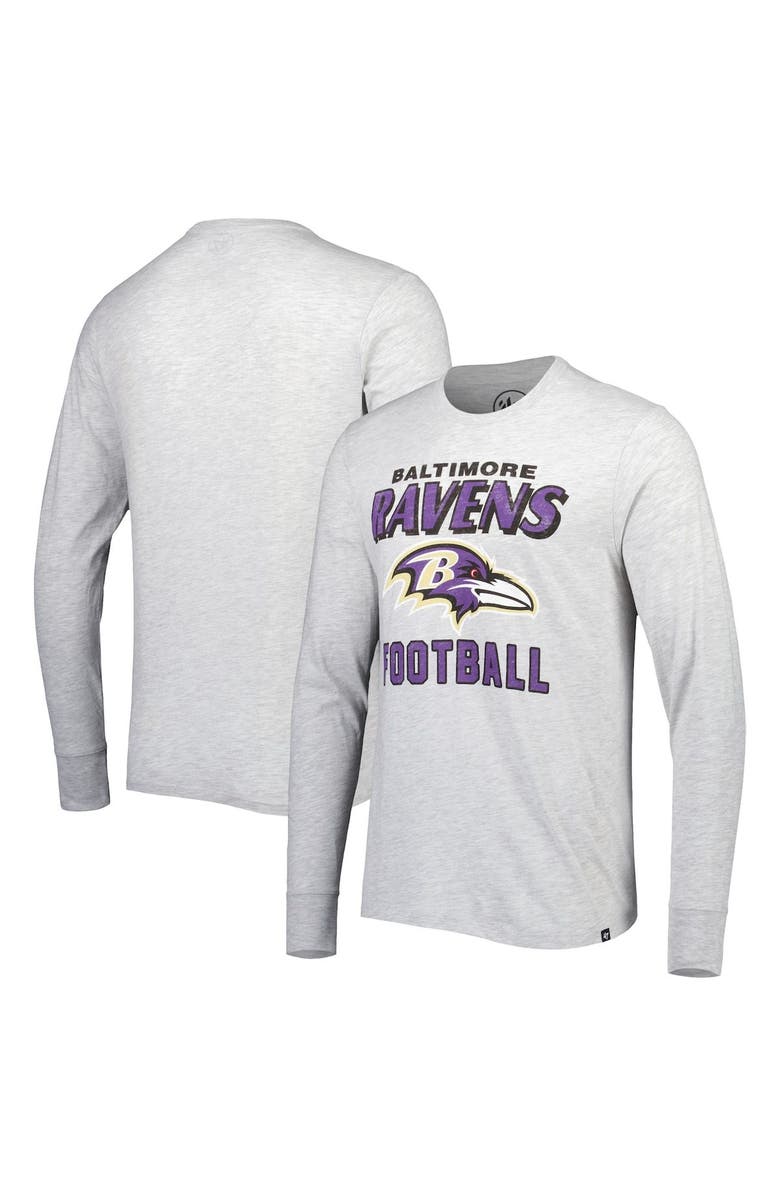 '47 Men's '47 Heathered Gray Baltimore Ravens Dozer Franklin Long Sleeve T-Shirt, Alternate, color, Gray