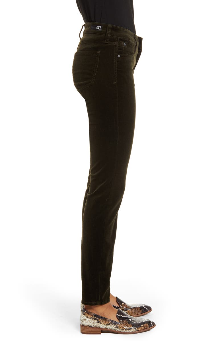 KUT from the Kloth Diana Stretch Corduroy Skinny Pants, Alternate, color, Army Olive