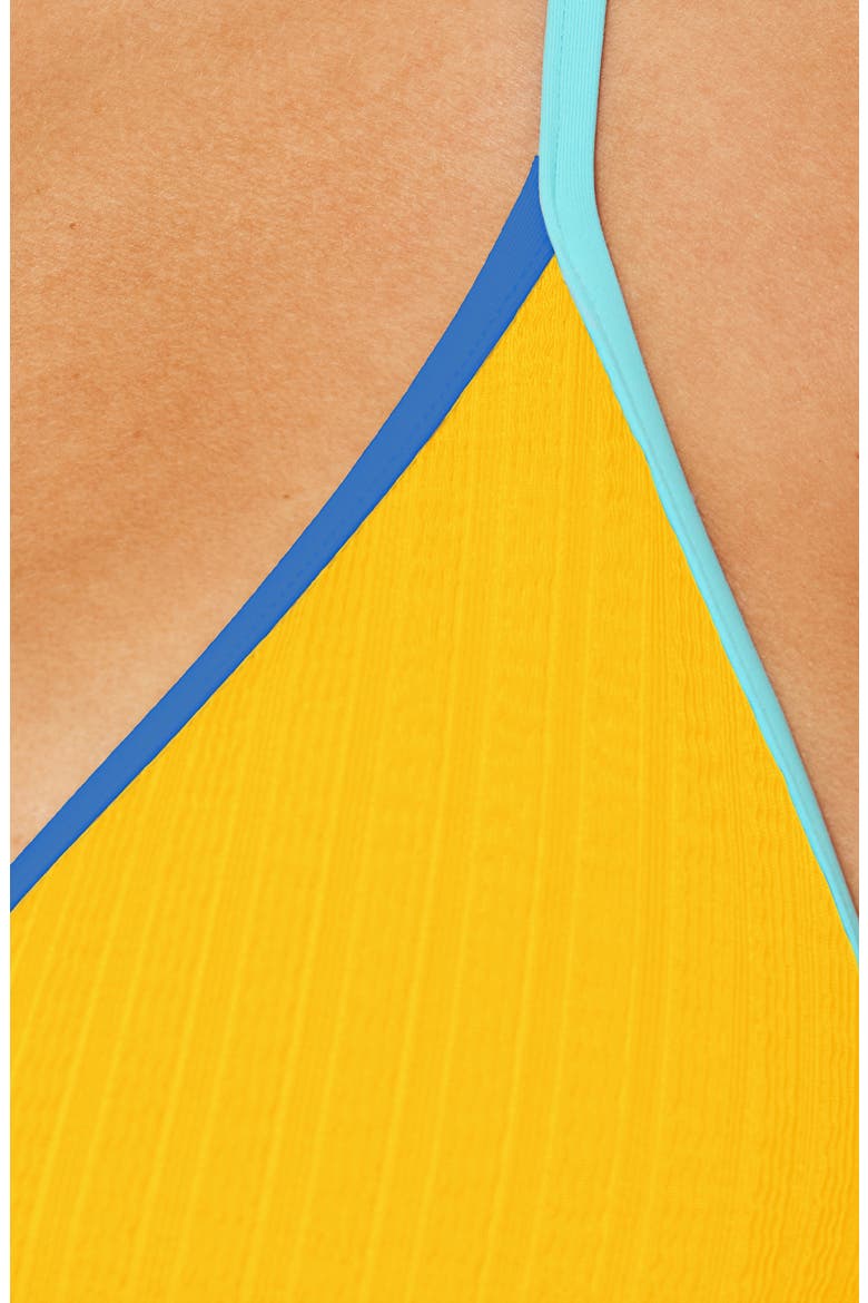 Crinkle Crush Reversible Triangle Bikini Top, Alternate, color, SUNGLOW