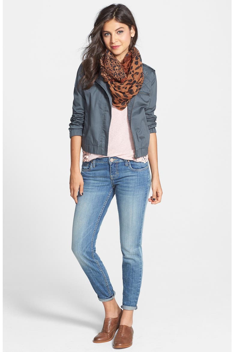 Mixed Leopard Print Infinity Scarf, Alternate, color, BROWN