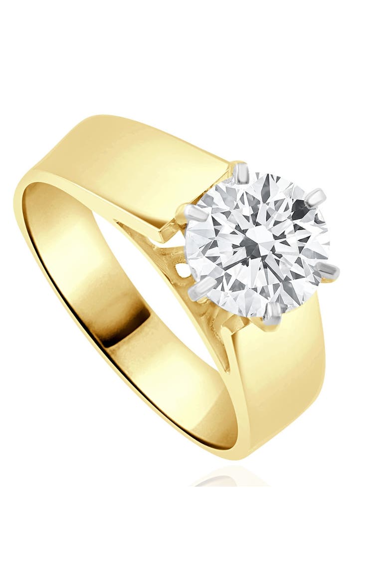 2Ct Round Moissanite Solitaire Engagement Ring Gold, Alternate, color, 10k Yellow Gold