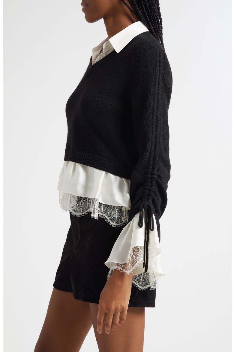 Milla Layered Pullover, Alternate, color, BLACK/ IVORY