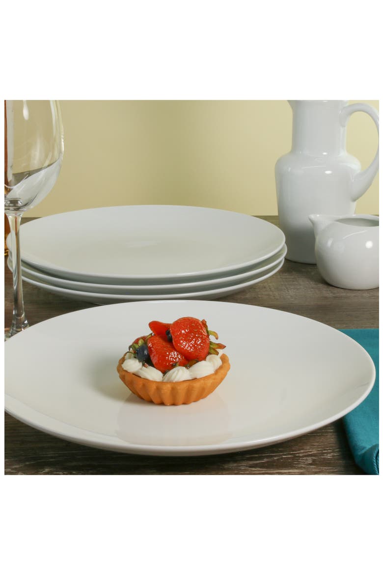 Set of 4 Coupe Dinner Plates, Alternate, color, WHITE