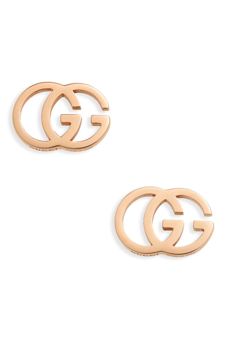 Running G 18K Gold Stud Earrings, Main, color, 18KP