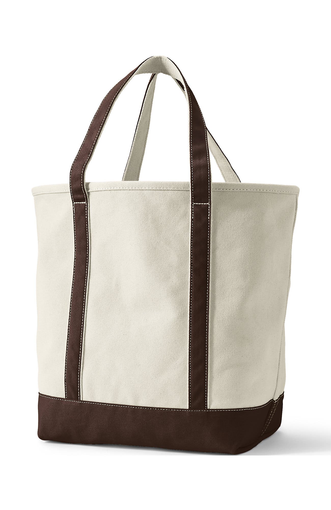 Lands' End Open Top Canvas Tote Bag, Alternate, color, Natural/Brown Root