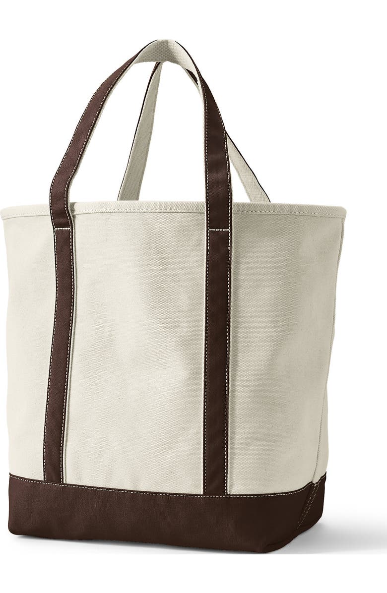 Lands' End Open Top Canvas Tote Bag, Alternate, color, Natural/Brown Root