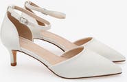 Kailee P Farah Satin pointed toe Kitten Low Heel Wedding Shoes