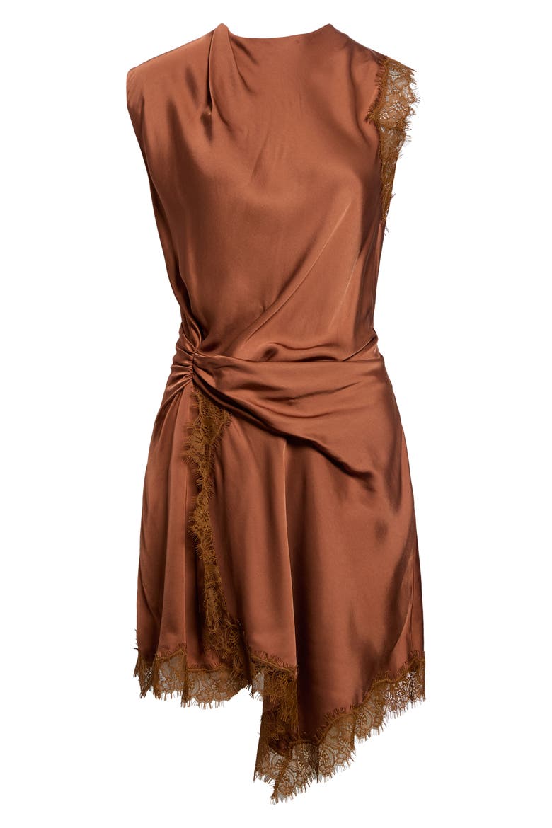Dion Lace-Trimmed Satin Sleeveless Dress, Alternate, color, LIGHT CHESTNUT/ LIGHT CHESTNUT