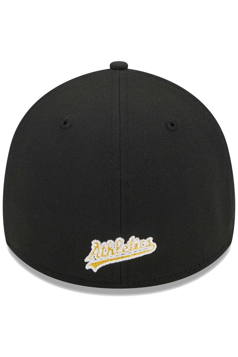 Men's New Era Black Oakland Athletics Logo 39THIRTY Flex Hat, Alternate, color, Black