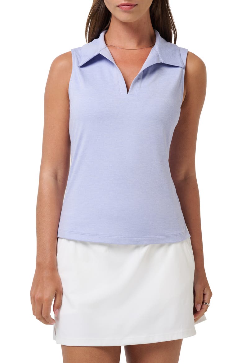 Skyloft Light Sleeveless Polo, Main, color, HEATHER SOFT BLUE