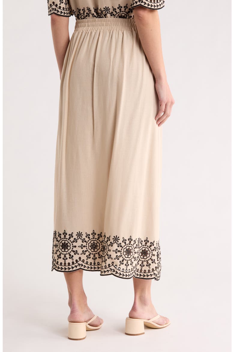 Embroidered Eyelet Hem Pull-On Skirt, Alternate, color, LINEN