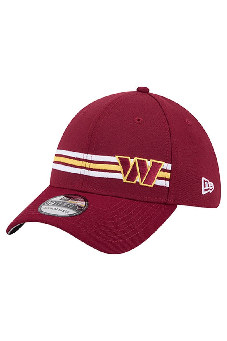 Men's New Era Burgundy Washington Commanders Stripes 39THIRTY Flex Hat, Main, color, Burgundy