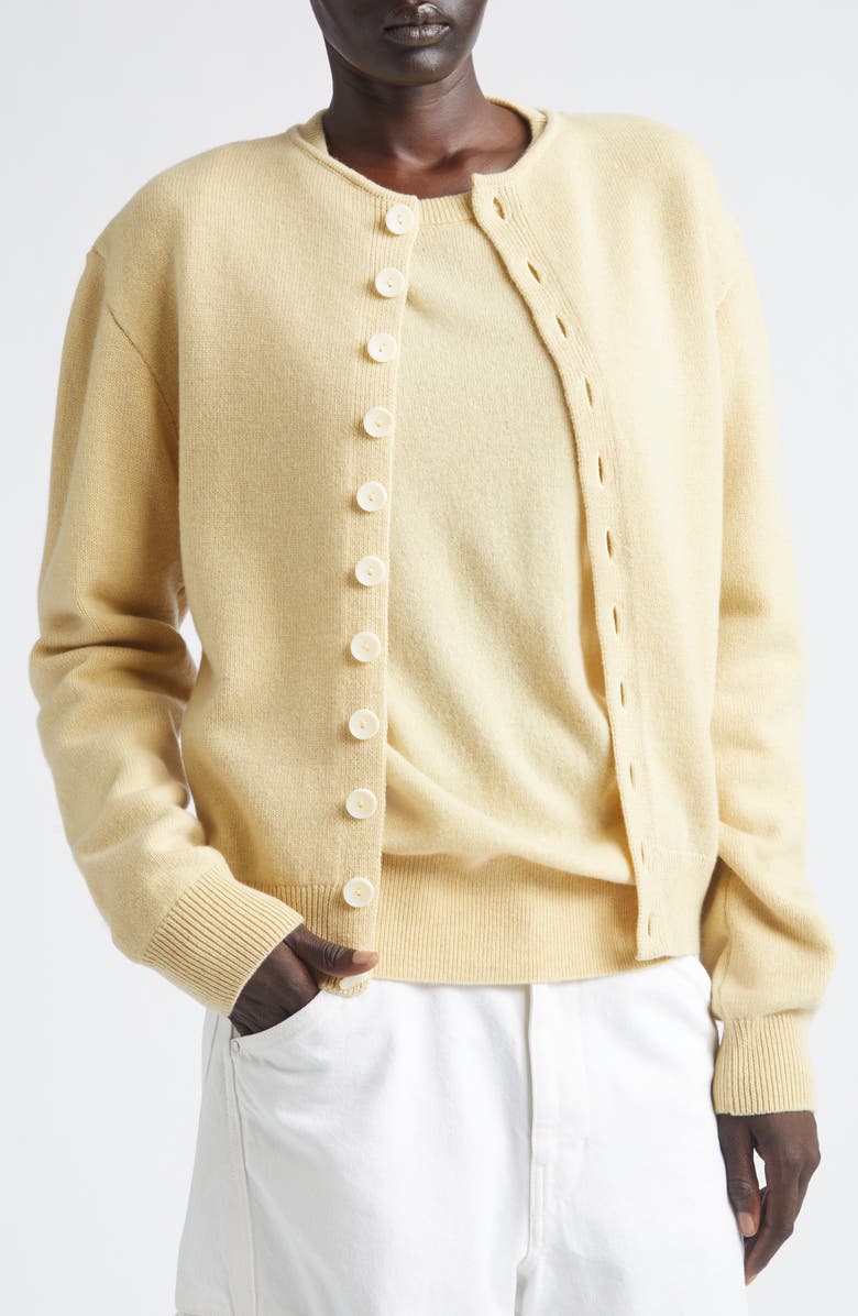 Lemaire Reversible Cashmere & Wool Cardigan, Alternate, color, Butter