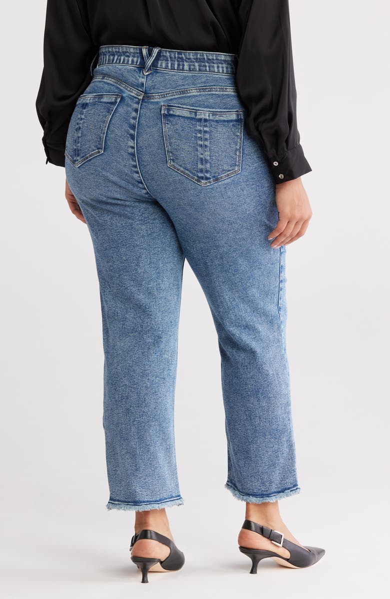 Frayed Twist Seam High Waist Ankle Straight Leg Jeans