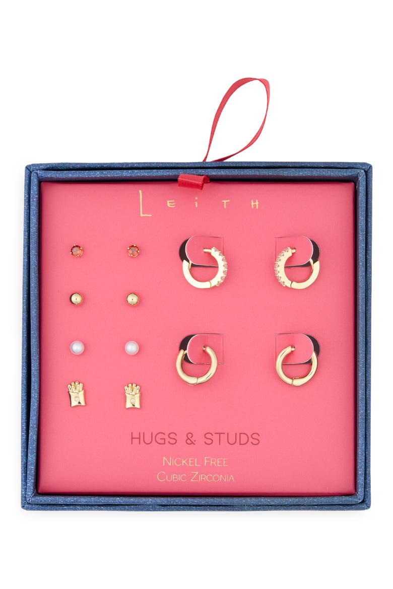6-Pack Fries Assorted Earrings Set, Main, color, RED MULTI- GOLD