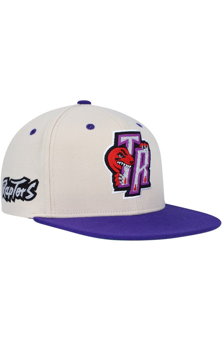Mitchell & Ness Men's Mitchell & Ness  Cream/Purple Toronto Raptors Hardwood Classics 2-Tone Chain-Stitch Snapback Hat, Main, color, 
