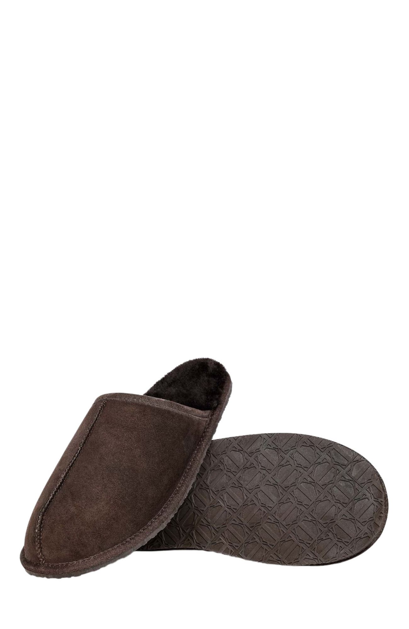 Edmund Mens sheepskin slippers, Alternate, color, Brown