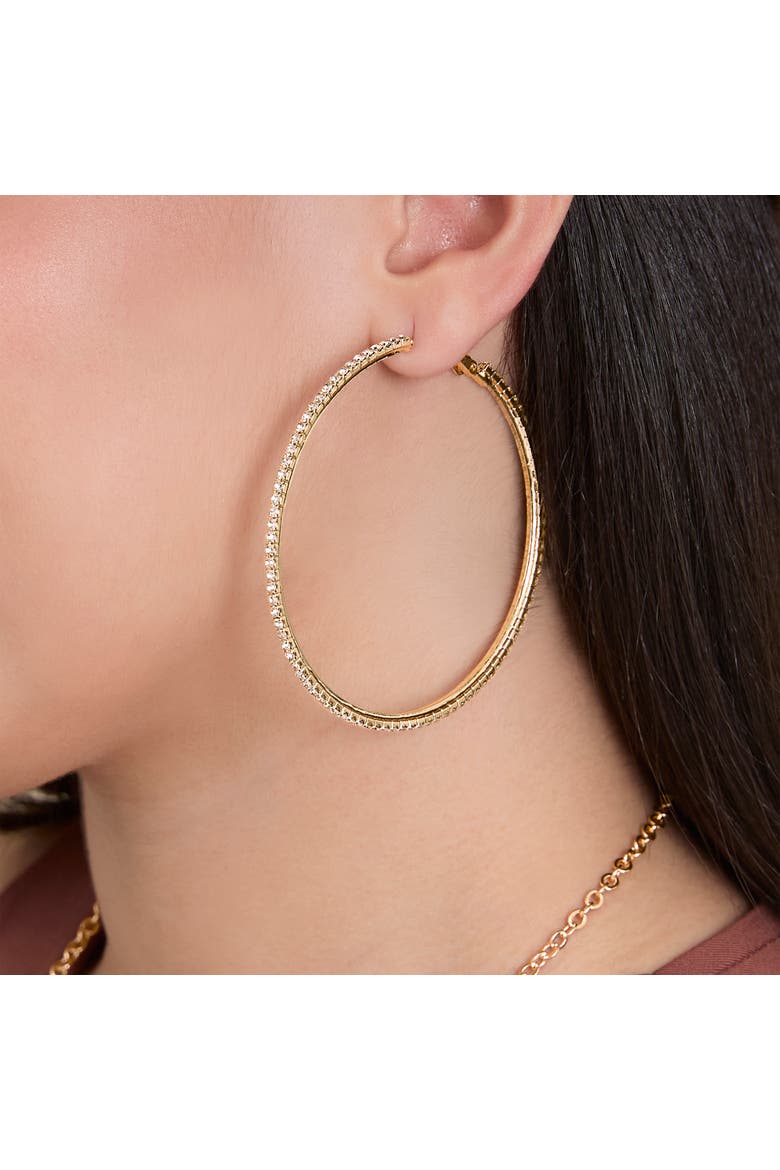 JS Jessica Simpson Large Crystal Hoop Earrings, Alternate, color, Gold