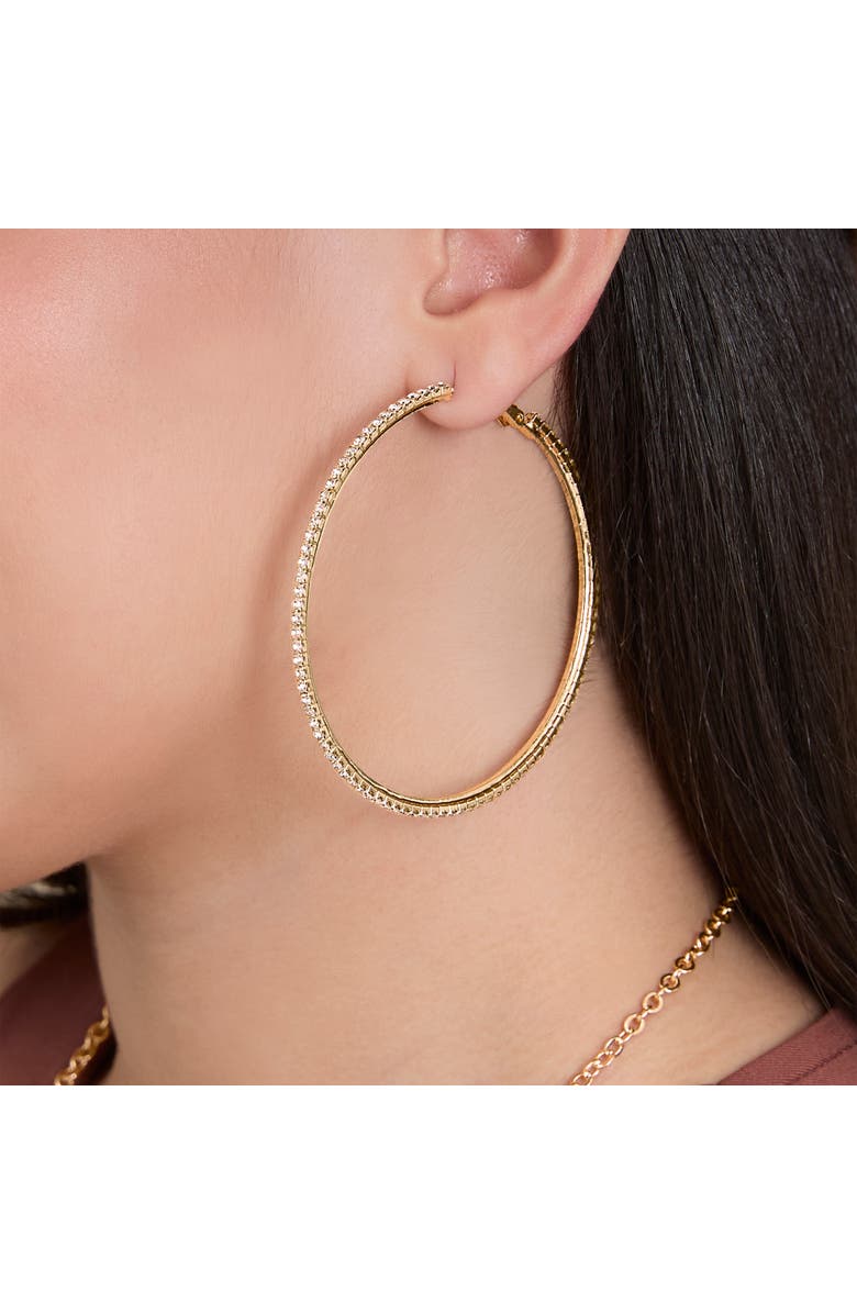 Jessica Simpson Gold Textured Hoop Earrings, Alternate, color, Gold