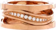 Pre-Owned Bvlgari B.Zero1 Design Legend Zaha Hadid Three Band Ring 18K Rose Gold with Diamonds