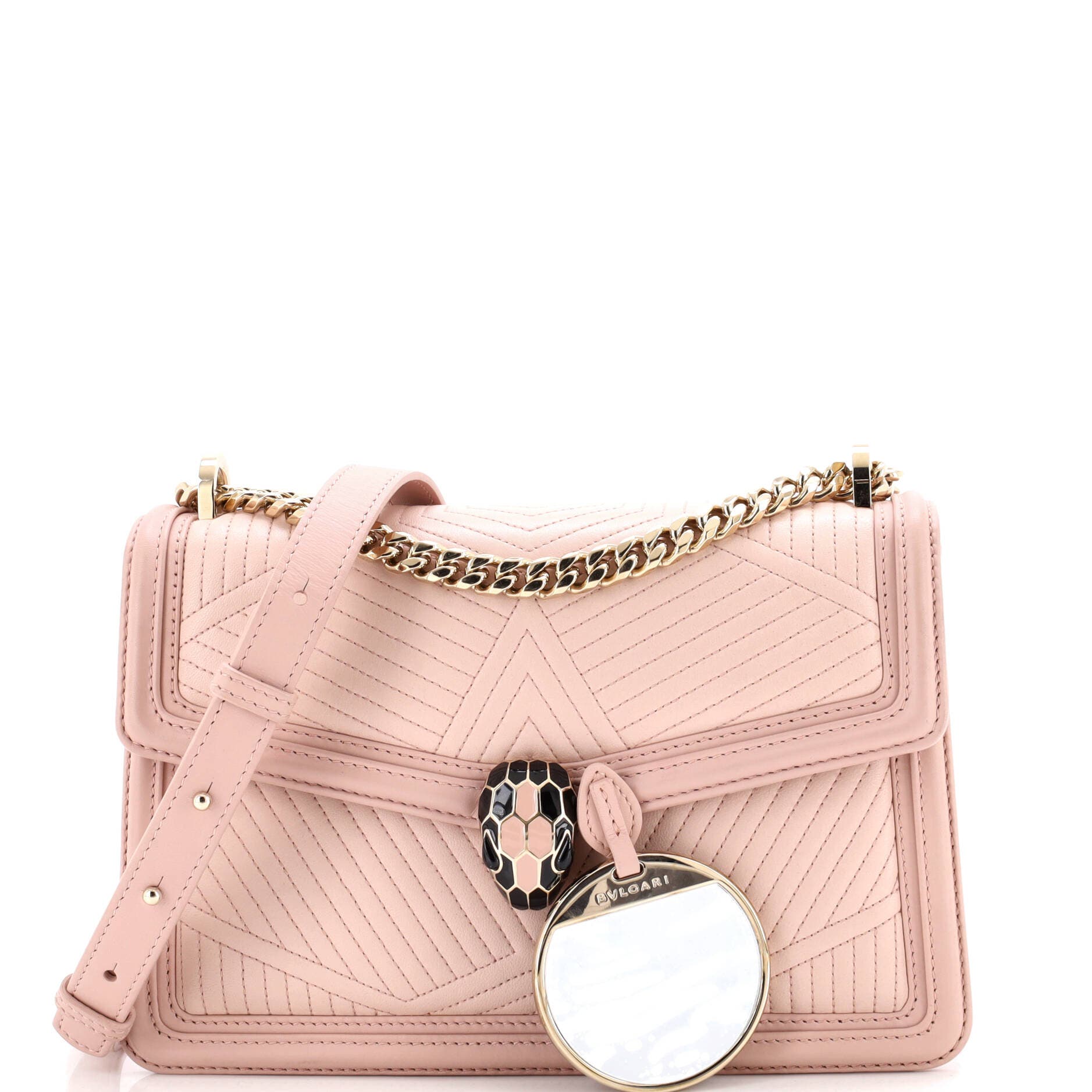 Serpenti Forever Shoulder Bag Quilted Leather Small, Alternate, color, Pink