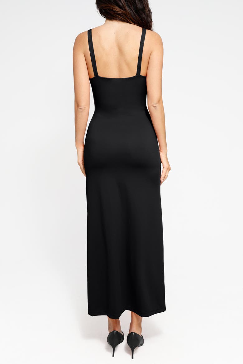 Snatched Ruched Side Slit Maxi Shapewear Party Dress, Alternate, color, Classic black