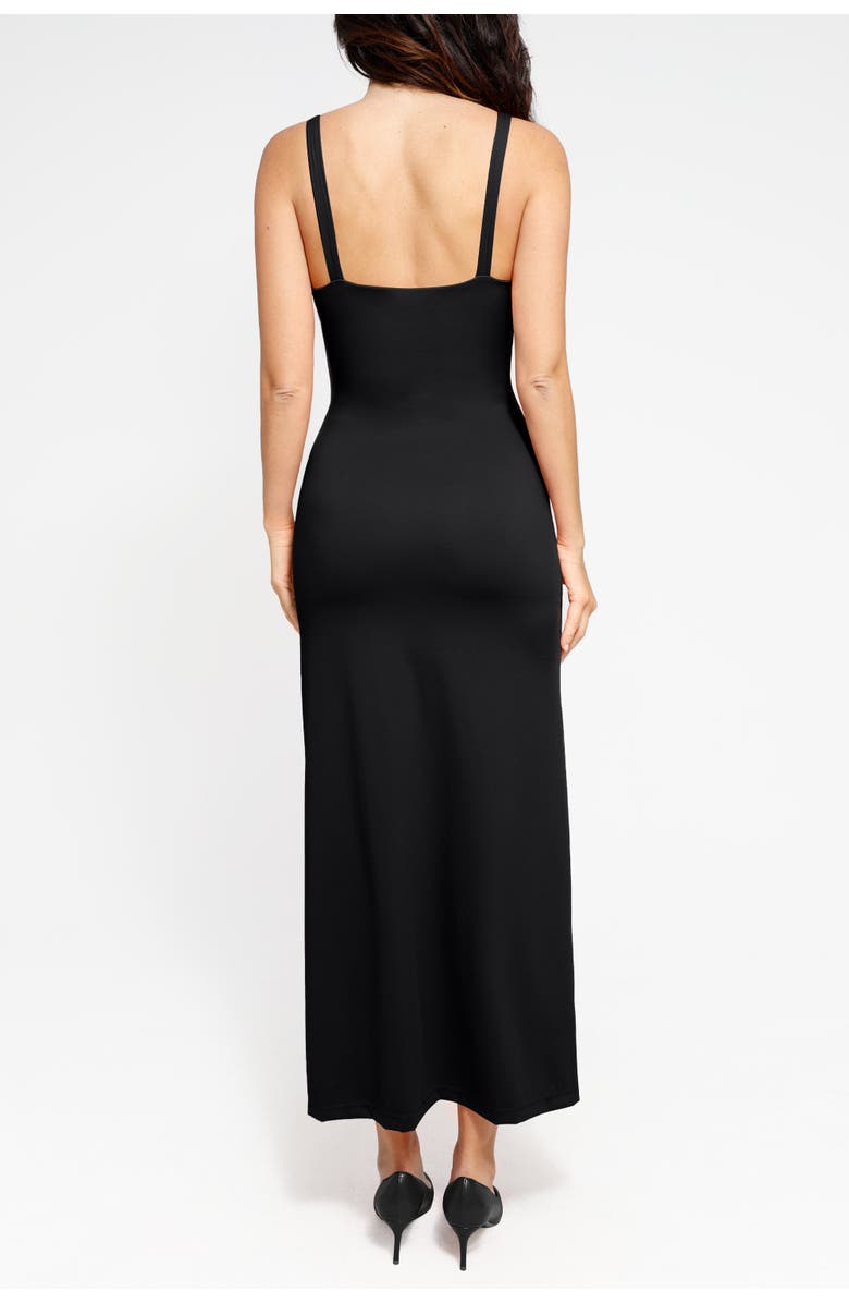 Popilush Snatched Ruched Side Slit Maxi Shapewear Party Dress, Alternate, color, Classic Black