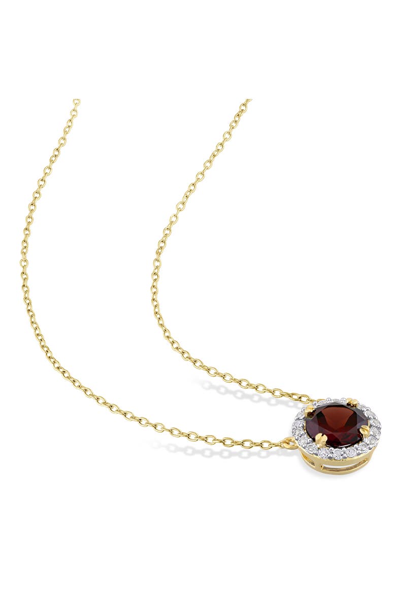 Gemstones Halo Necklace Plated-Silver, Alternate, color, Garnet/Yellow-Plated