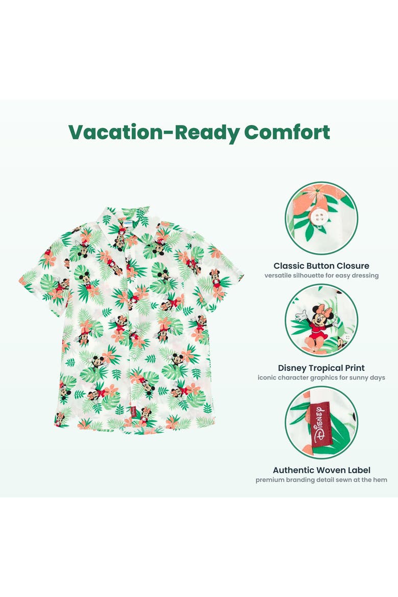 Mickey Mouse & Friends Button-Down Shirt and Dress, Alternate, color, Floral Mickey Minnie