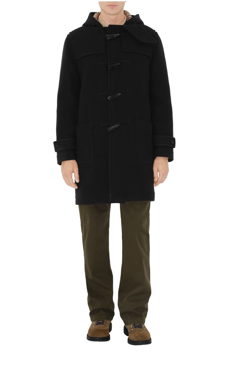 Burberry Wool Duffle Coat, Main, color, Black