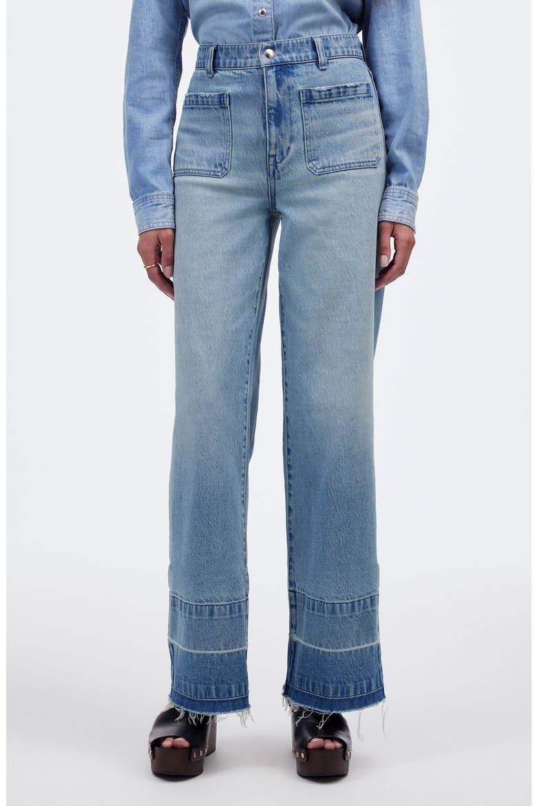 The Emmett Release Hem Patch Pocket Wide Leg Jeans, Main, color, BANNING WASH
