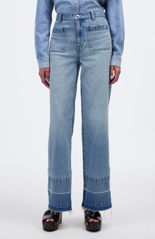 Madewell The Emmett Release Hem Patch Pocket Wide Leg Jeans In Banning Wash